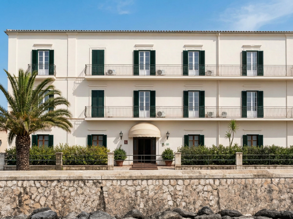 Façade d’hôtel méditerranéen après travaux