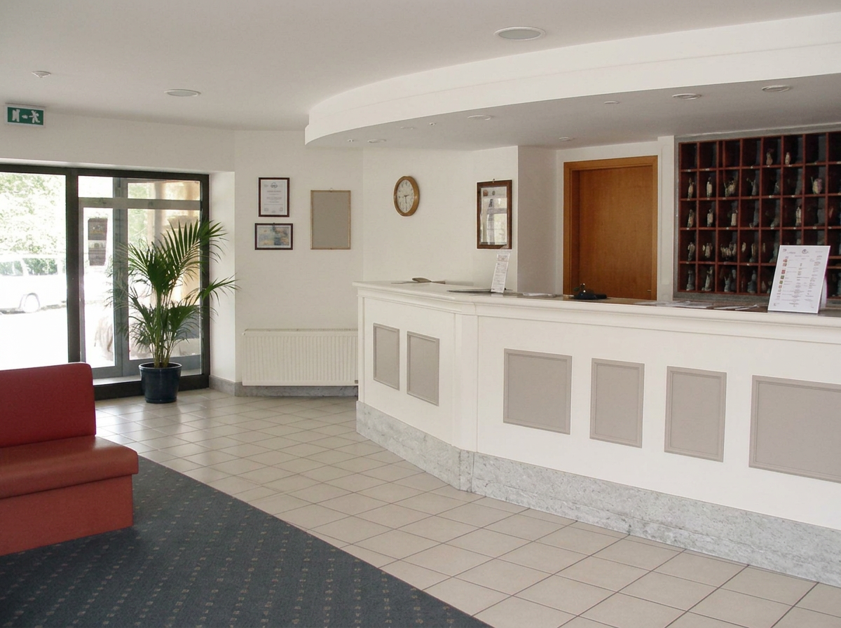 Réception d’hôtel repeinte après travaux